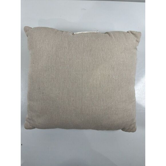 Floral Crewel Embroidery Needlepoint PILLOW Cottage Core Boho Beige Green Soft - Picture 2 of 4